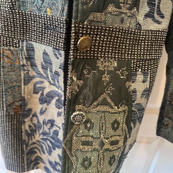 Venus.  Patchwork Blue and Gray Women's Coat. Size 10. - Picture 6 of 9